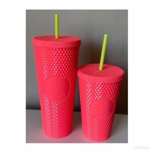 NEW Starbucks Dragon Fruit Pink Studded Venti & Grande Tumbler Set